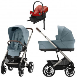 Коляска Cybex Talos S Lux TPE complete Aton S2 Lava Grey Base One 4 в 1 Stormy Blue с дождевиками