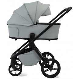 Детская коляска Peppy Monaco Plus 4 в 1 с автокреслом Welldon Crown 2 Grey и базой Mint (мятный), рама черная