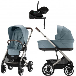Коляска Cybex Talos S Lux TPE complete Cloud G Moon Black Plus Base G 4 в 1 Stormy Blue с дождевиками