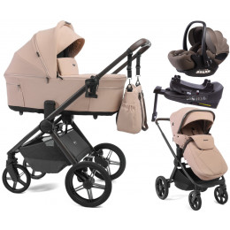 Детская коляска Peppy Soho 4 в 1 с автокреслом Verona Brown и базой Rose (пыльная роза), рама серо-бежевый