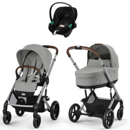 Коляска Cybex Balios S Lux SLV complete Aton S2 Moon Black Base One 4 в 1 Stone Grey с дождевиками
