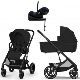 Коляска Cybex Balios S Lux BLK complete Cloud G Ocean Blue Plus Base G 4 в 1 Moon Black с дождевиками