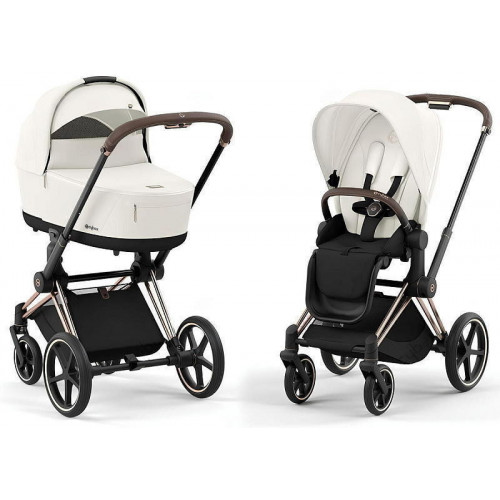 Коляска Cybex Priam IV Rosegold complete Aton S2 Moon Black Base One 4 в 1 Off White