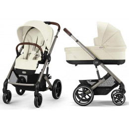 Коляска Cybex Balios S Lux TPE complete Aton S2 Ocean Blue Base One 4 в 1 Seashell Beige с дождевиками