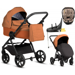Детская коляска Tutis Leo 3 Plus 4 в 1 с автокреслом Beno Beige и базой 1582280 Orange