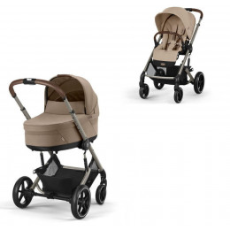 Коляска Cybex Balios S Lux TPE complete Aton B2 Dynamic Red Base One 4 в 1 Almond Beige с дождевиками