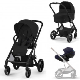 Коляска Cybex Balios S Lux BLK complete Cloud G Ocean Blue Plus Base G 4 в 1 Moon Black с дождевиками