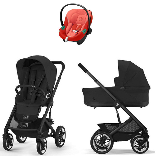 Коляска Cybex Talos S Lux BLK complete Aton S2 Hibiscus Red Base One 4 в 1 Moon Black с дождевиками