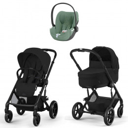 Коляска Cybex Balios S Lux BLK complete Cloud T Leaf Green Plus Base T 4 в 1 Moon Black с дождевиками