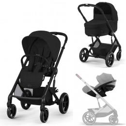 Коляска Cybex Balios S Lux BLK complete Cloud G Stone Grey Plus Base G 4 в 1 Moon Black с дождевиками
