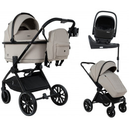 Детская коляска Pituso Mayla Plus 4 в 1 с автокреслом Baesa Black и базой Beige/Black