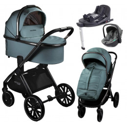 Детская коляска AmaroBaby Motus Premium Ecco 4 в 1 с автокреслом Rant Miro Olive и базой лагуна