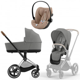 Коляска Cybex Priam IV Chrome Brown complete Cloud G Almond Beige Plus Base G 4 в 1 Mirage Grey
