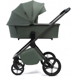 Детская коляска Peppy Monaco Plus 4 в 1 с автокреслом Verona Black и базой Oliva Green (зеленый), рама серая