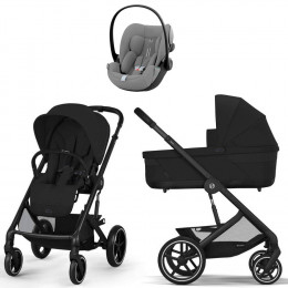 Коляска Cybex Balios S Lux BLK complete Cloud G Stone Grey Plus Base G 4 в 1 Moon Black с дождевиками