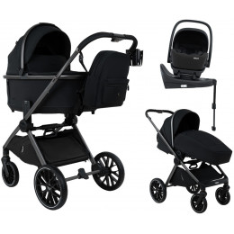 Детская коляска Pituso Mayla Plus 4 в 1 с автокреслом Baesa Black и базой Black/Graphite