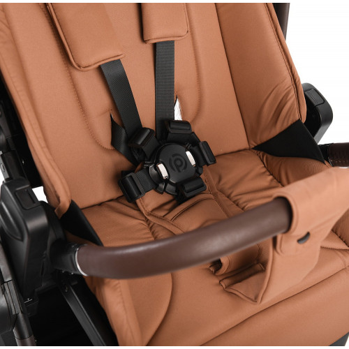 Детская коляска Peppy Monaco Thermo 4 в 1 с автокреслом Verona Beige и базой Biscuit (бисквит), рама серо-коричневая
