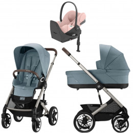Коляска Cybex Talos S Lux TPE complete Cloud T Peach Pink Plus Base T 4 в 1 Stormy Blue с дождевиками