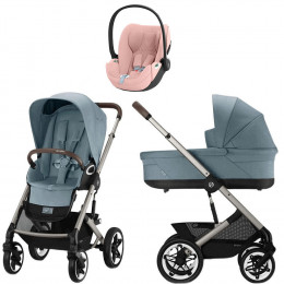 Коляска Cybex Talos S Lux TPE complete Cloud T Peach Pink Plus Base T 4 в 1 Stormy Blue с дождевиками