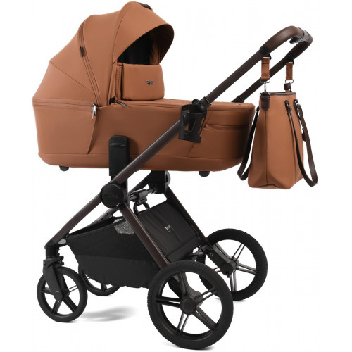 Детская коляска Peppy Monaco Thermo 4 в 1 с автокреслом Verona Beige и базой Biscuit (бисквит), рама серо-коричневая