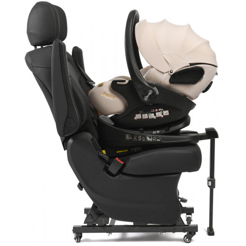 Детская коляска Peppy Monaco Thermo 4 в 1 с автокреслом Verona Beige и базой Biscuit (бисквит), рама серо-коричневая