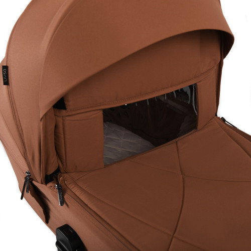 Детская коляска Peppy Monaco Thermo 4 в 1 с автокреслом Verona Beige и базой Biscuit (бисквит), рама серо-коричневая