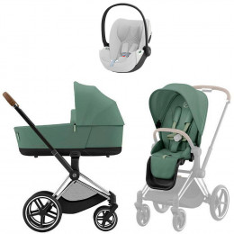 Коляска Cybex Priam IV Chrome Brown complete Cloud T Platinum White Plus Base T 4 в 1 Leaf Green