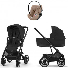 Коляска Cybex Talos S Lux BLK complete Cloud G Almond Beige Plus Base G 4 в 1 Moon Black с дождевиками
