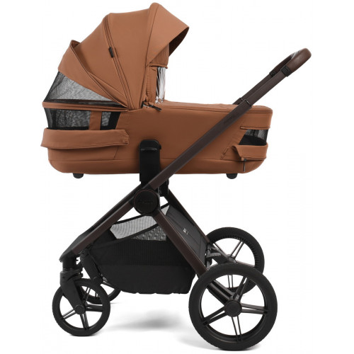 Детская коляска Peppy Monaco Thermo 4 в 1 с автокреслом Verona Beige и базой Biscuit (бисквит), рама серо-коричневая