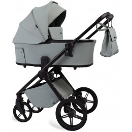Детская коляска Peppy Monaco Plus 4 в 1 с автокреслом Verona Brown и базой Mint (мятный), рама черная