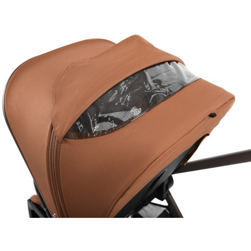 Детская коляска Peppy Monaco Thermo 4 в 1 с автокреслом Verona Beige и базой Biscuit (бисквит), рама серо-коричневая