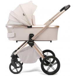 Детская коляска Peppy Monaco Plus 4 в 1 с автокреслом First Black и базой Beige (бежевый), рама беж, шлифованный алюминий