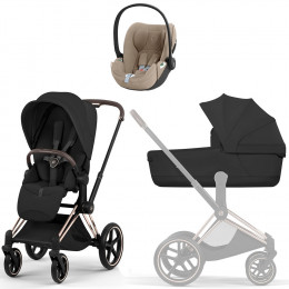 Коляска Cybex Priam V Rosegold Style Cloud T Cozy Beige Plus Base T 4 в 1 Sepia Black