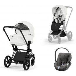 Коляска Cybex Priam V Matt Black Style Cloud T Mirage Grey Base T 4 в 1 Off White