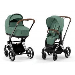 Коляска Cybex Priam IV Chrome Brown complete Cloud T Platinum White Plus Base T 4 в 1 Leaf Green