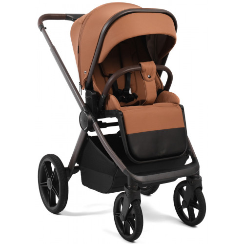 Детская коляска Peppy Monaco Thermo 4 в 1 с автокреслом Verona Beige и базой Biscuit (бисквит), рама серо-коричневая