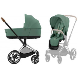 Коляска Cybex Priam IV Chrome Brown complete Cloud T Platinum White Plus Base T 4 в 1 Leaf Green