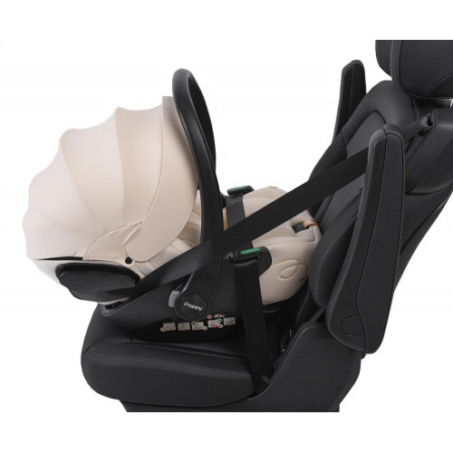 Детская коляска Peppy Monaco Thermo 4 в 1 с автокреслом Verona Beige и базой Biscuit (бисквит), рама серо-коричневая