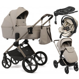 Детская коляска Peppy Monaco Thermo 4 в 1 с автокреслом Welldon Crown 2 и базой Latte (бежевый), рама бежевая