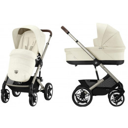 Коляска Cybex Talos S Lux TPE complete Aton S2 Ocean Blue Base One 4 в 1 Seashell Beige с дождевиками
