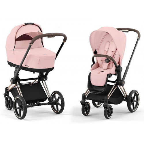 Коляска Cybex Priam IV Rosegold complete Aton B2 Dynamic Red Base One 4 в 1 Peach Pink
