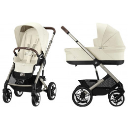 Коляска Cybex Talos S Lux TPE complete Aton S2 Ocean Blue Base One 4 в 1 Seashell Beige с дождевиками