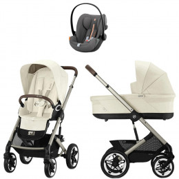 Коляска Cybex Talos S Lux TPE complete Cloud G Lava Grey Plus Base G 4 в 1 Seashell Beige с дождевиками