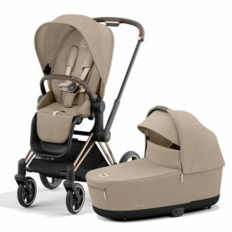 Коляска Cybex Priam IV Rosegold complete Aton B2 Bay Blue Base One 4 в 1 Cozy Beige