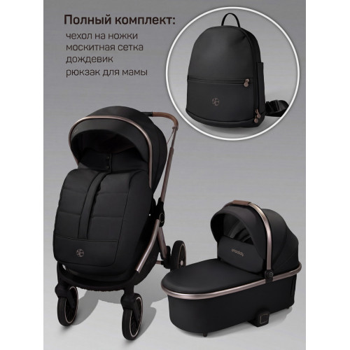 Детская коляска AmaroBaby Motus Premium Ecco Exclusive 4 в 1 с автокреслом Rant Miro Beige и базой черный