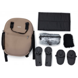 Коляска Agex Prima Pro 4 в 1 с автокреслом i-Safe S Grey и базой APD221 Dune бежевый