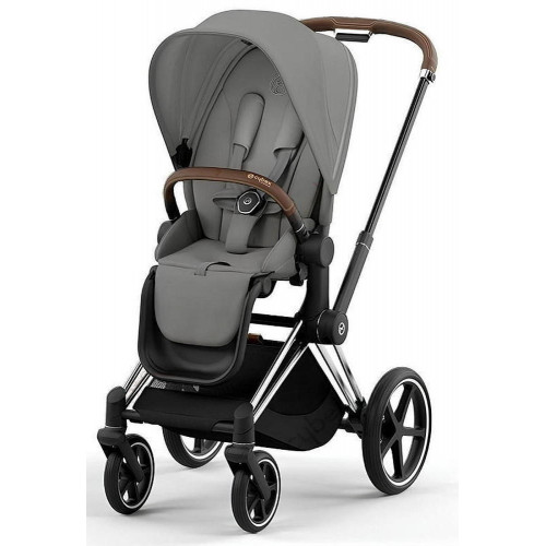 Коляска Cybex Priam IV Chrome Brown complete Aton S2 Hibiscus Red Base One 4 в 1 Mirage Grey