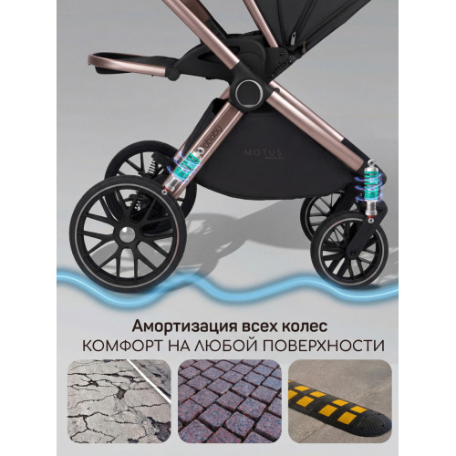 Детская коляска AmaroBaby Motus Premium Ecco Exclusive 4 в 1 с автокреслом Rant Miro Beige и базой черный