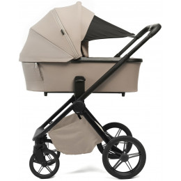 Детская коляска Peppy Monaco Plus 4 в 1 с автокреслом Verona Brown и базой Sandstone (песочный), рама черная
