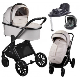 Детская коляска AmaroBaby Motus Premium Ecco 4 в 1 с автокреслом Rant Miro Olive и базой молочный